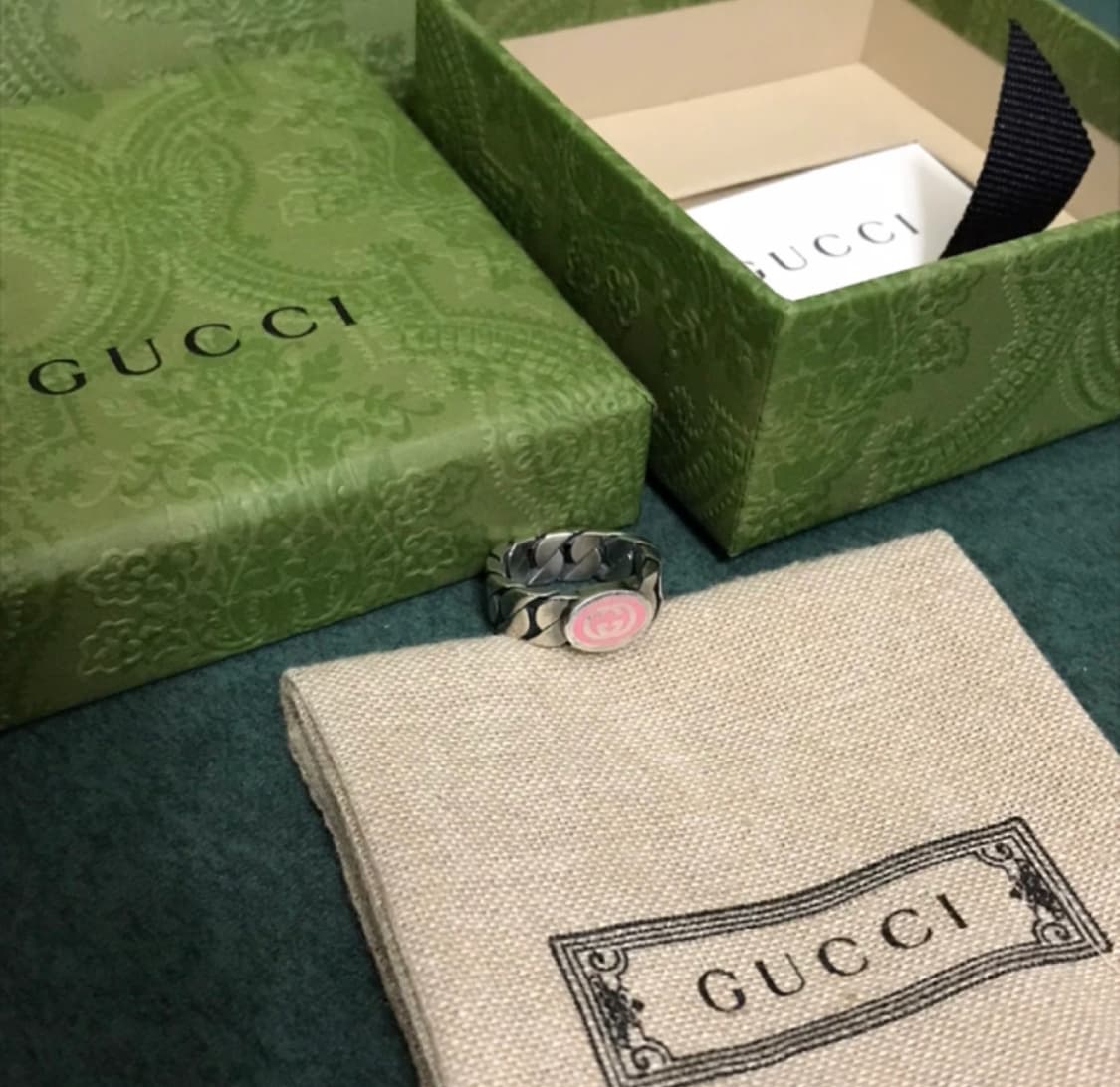 Gucci 인터로킹 에나멜 핑크 링 반지 상품이미지3