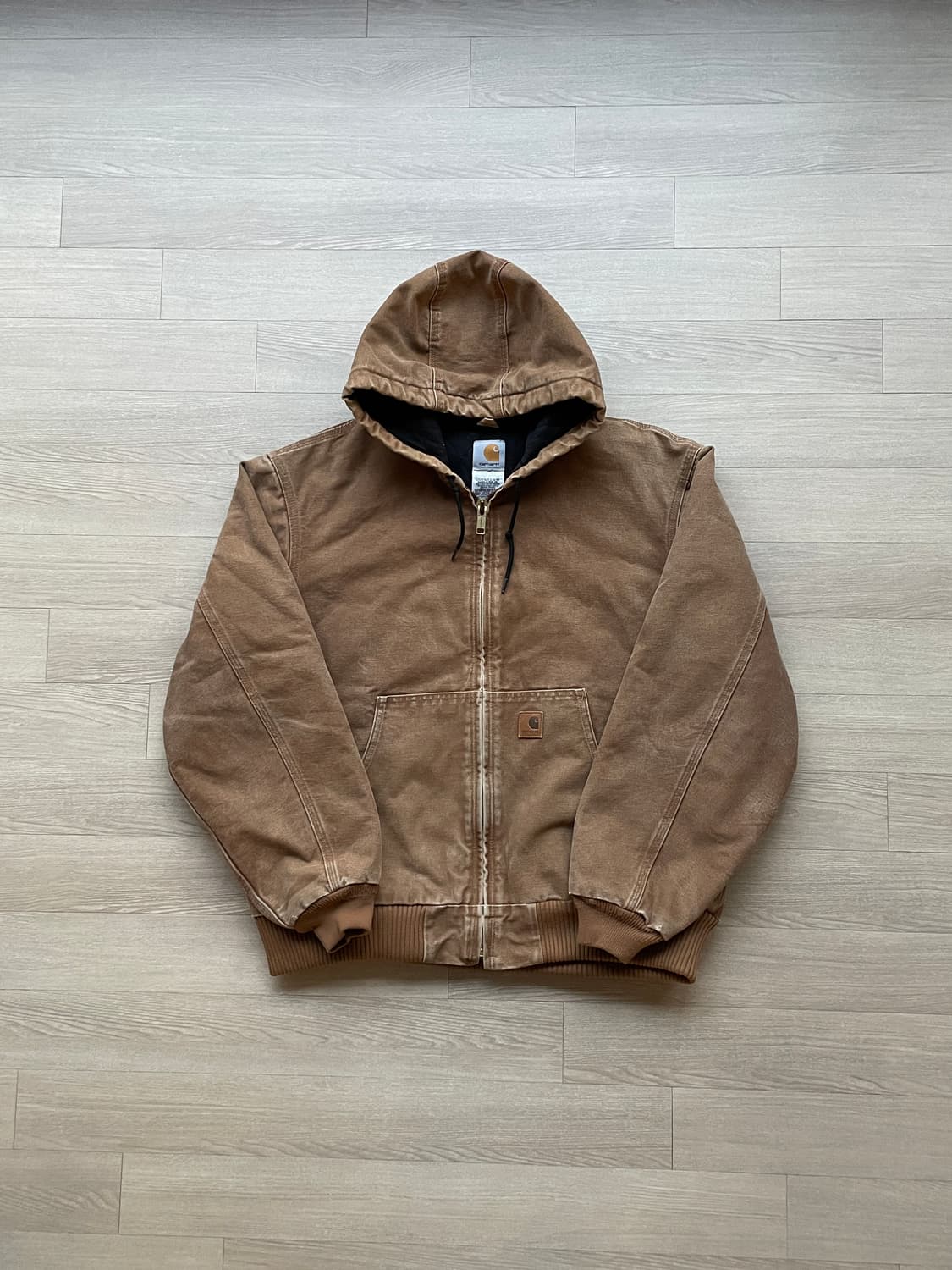 칼하트 j130 BRN 브라운 액티브 자켓 샌드스톤 빈티지 상품이미지1
