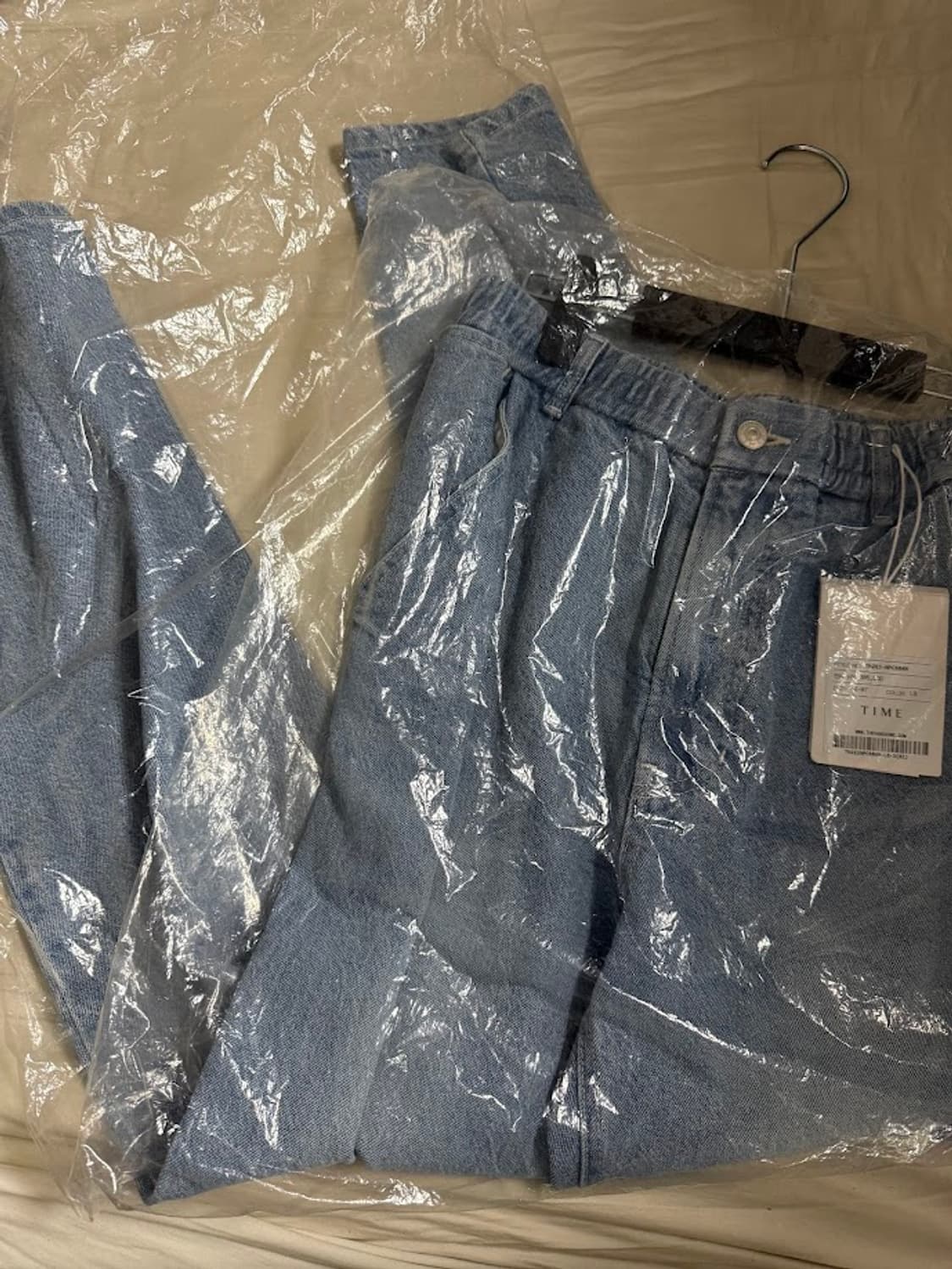 타임옴므 밴딩 와이드 데님 팬츠 상품이미지2