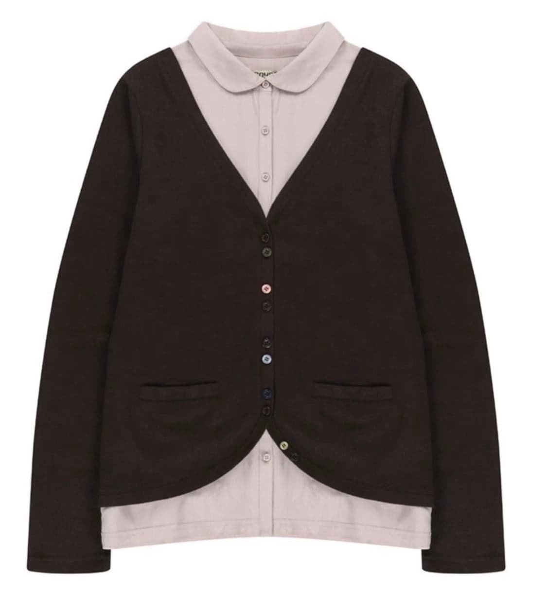 코이세이오 레이어드 셔츠 가디건 브라운 1 상품이미지1