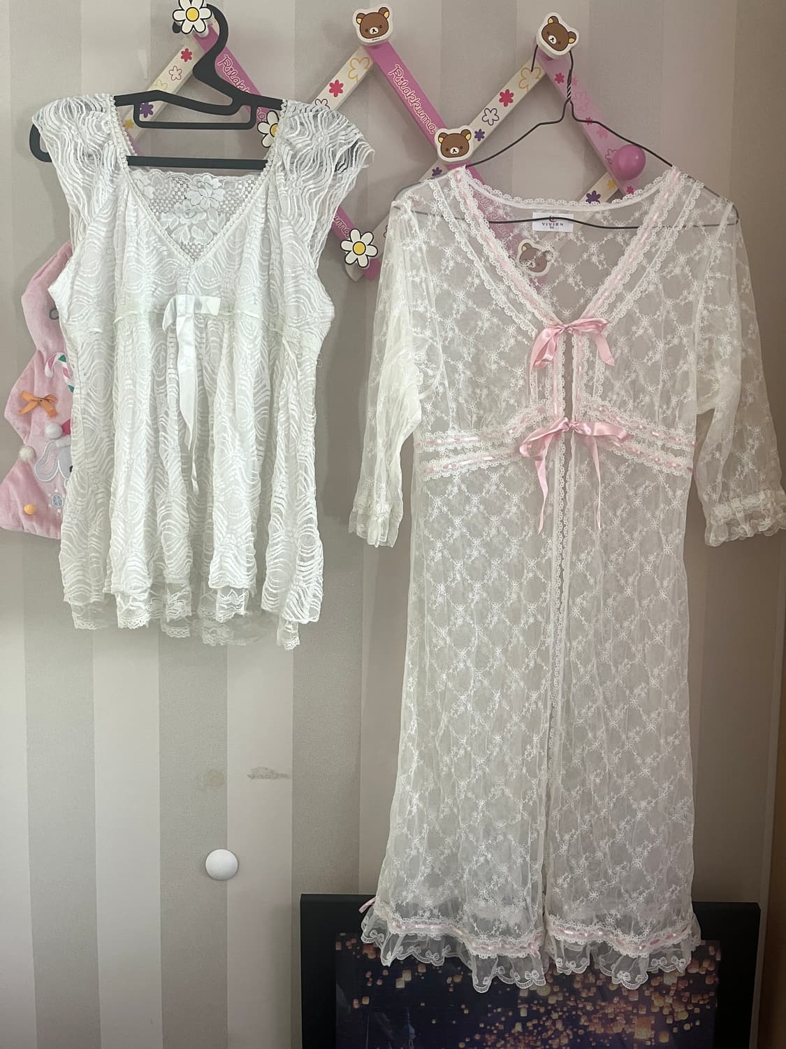 빈티지러블리코디세트레이스블라우스리본슬립로브가디건 상품이미지2