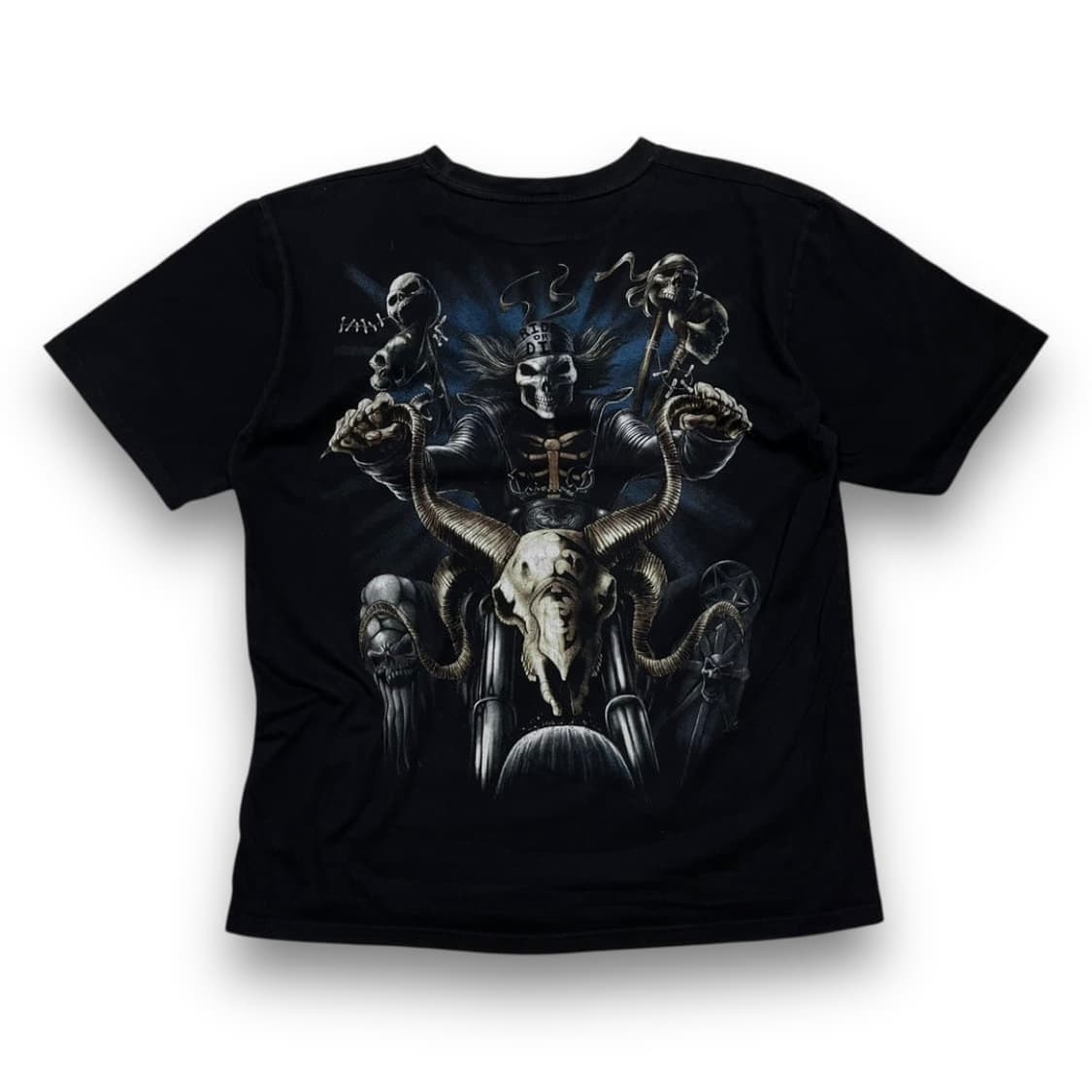 마이클 빈티지 스컬 라이더 바이커 아트 반팔 티셔츠 상품이미지3