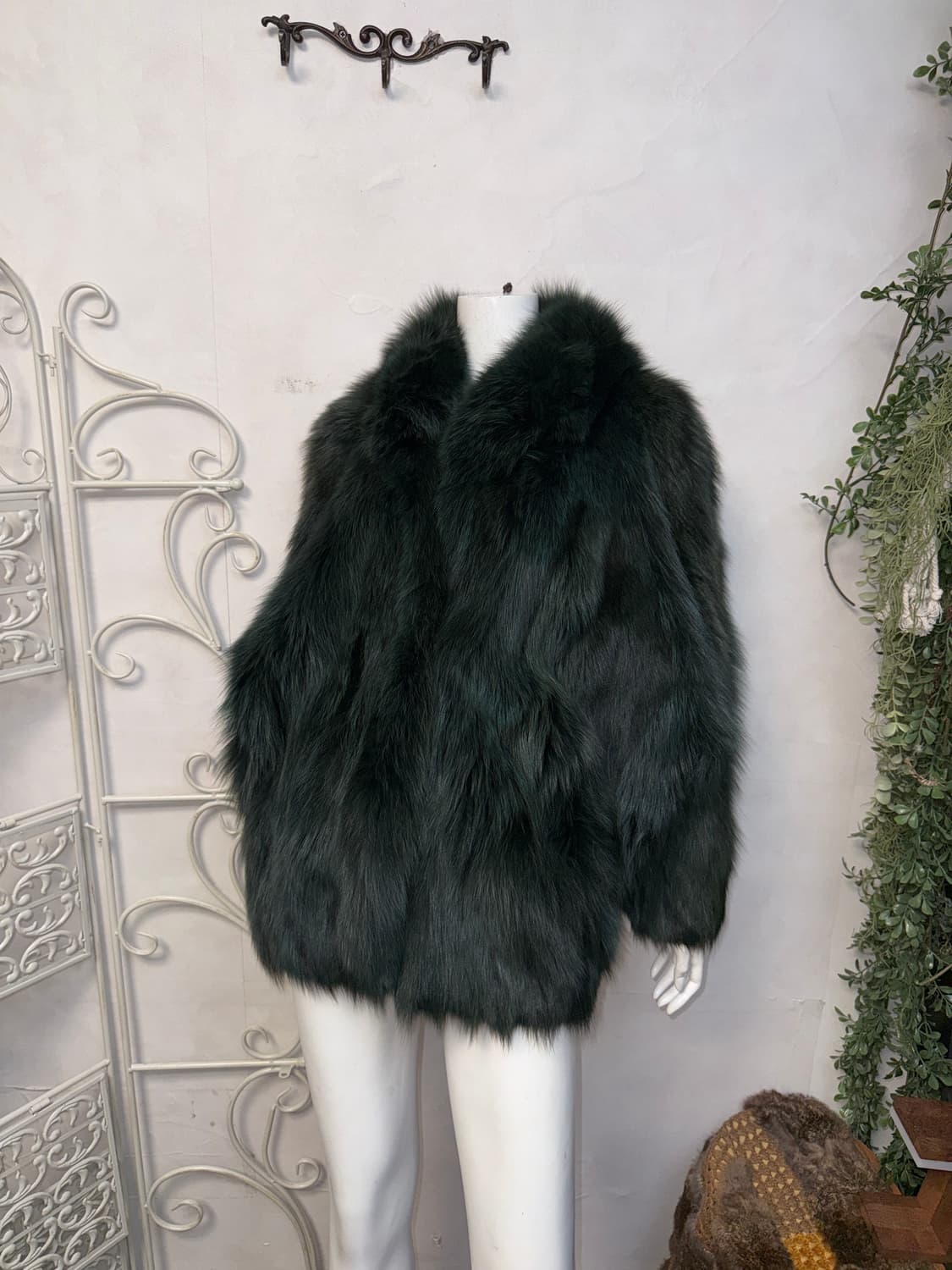 Deep green fox fur coat jacket  상품이미지4