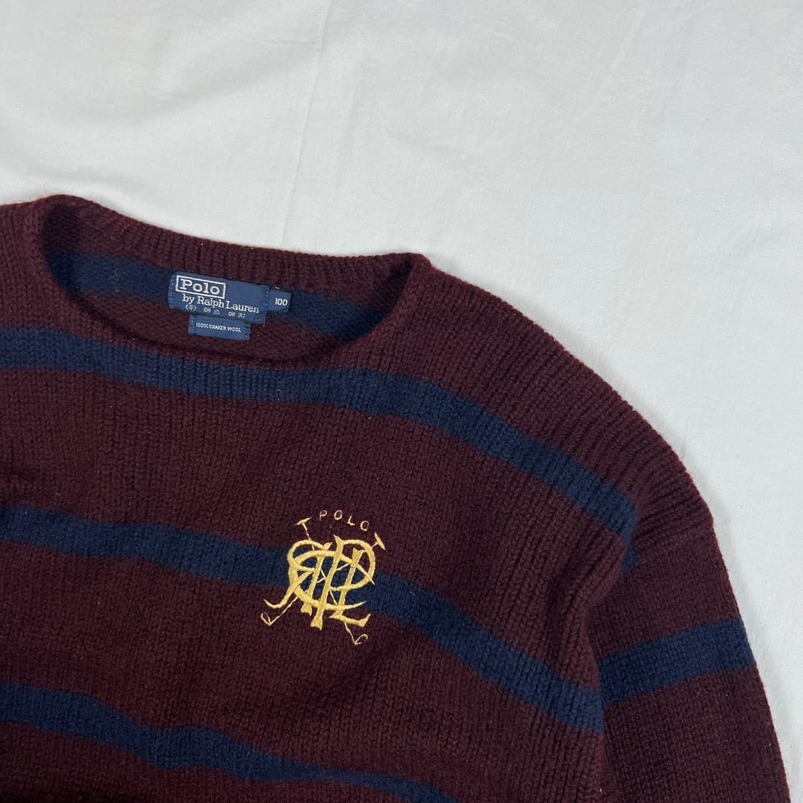 80’s 88년도 폴로랄프로렌 스크리블 로고 스트라이프 니트 상품이미지3