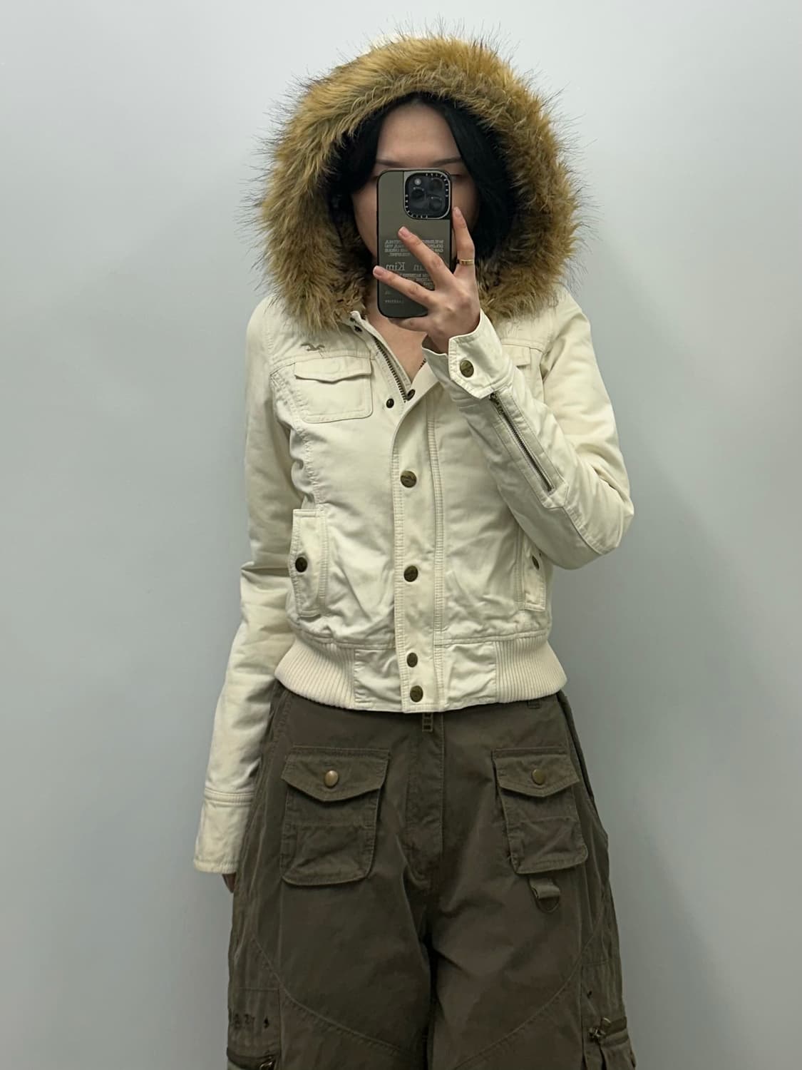 홀리스터 y2k 와투케 화이트 퍼 후드 자켓 상품이미지2