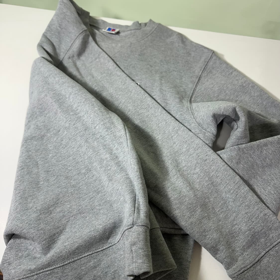 L 90's USA 러셀 애슬레틱 그레이 빅패치 스웻셔츠 맨투맨 상품이미지4