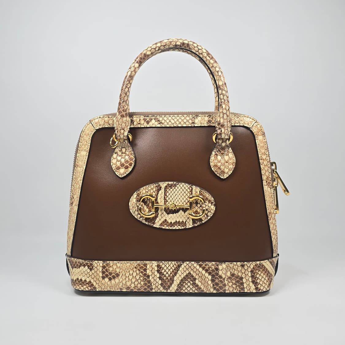 구찌 스몰 레더 파이톤 트리밍 홀스빗 1955 탑 핸들 토트 겸 숄더백 상품이미지2