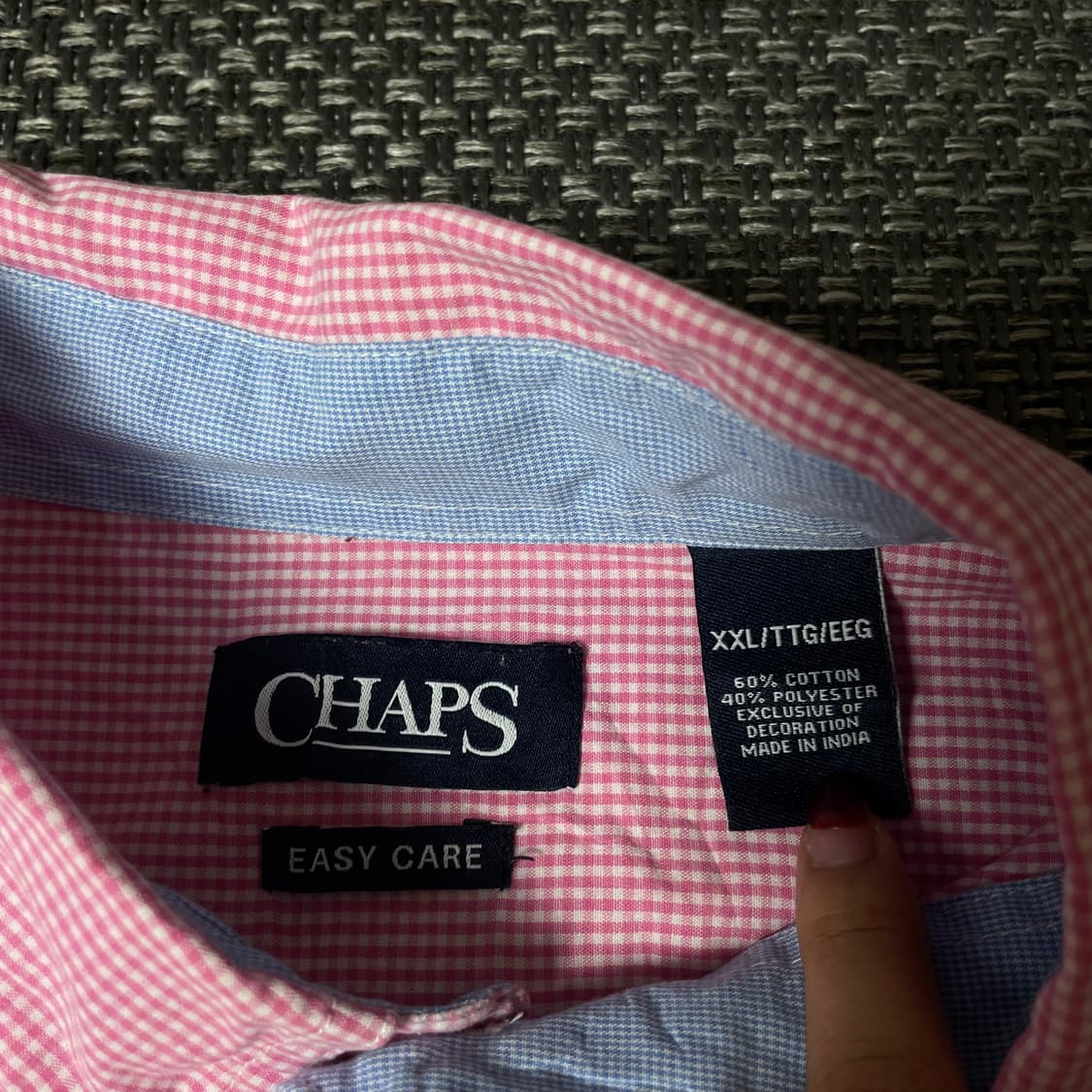 챕스 핑크 마이크로 체크 패턴 긴팔 셔츠 2XL 상품이미지4