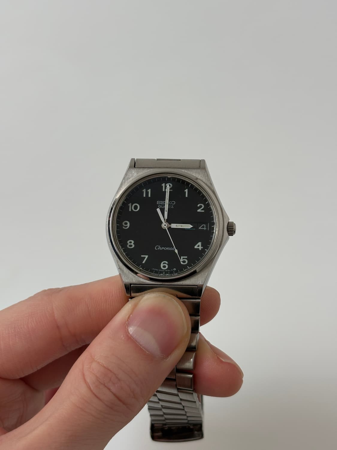 세이코 1980년대 Chronos 블랙 다이얼 실버 쿼츠 남성 상품이미지2