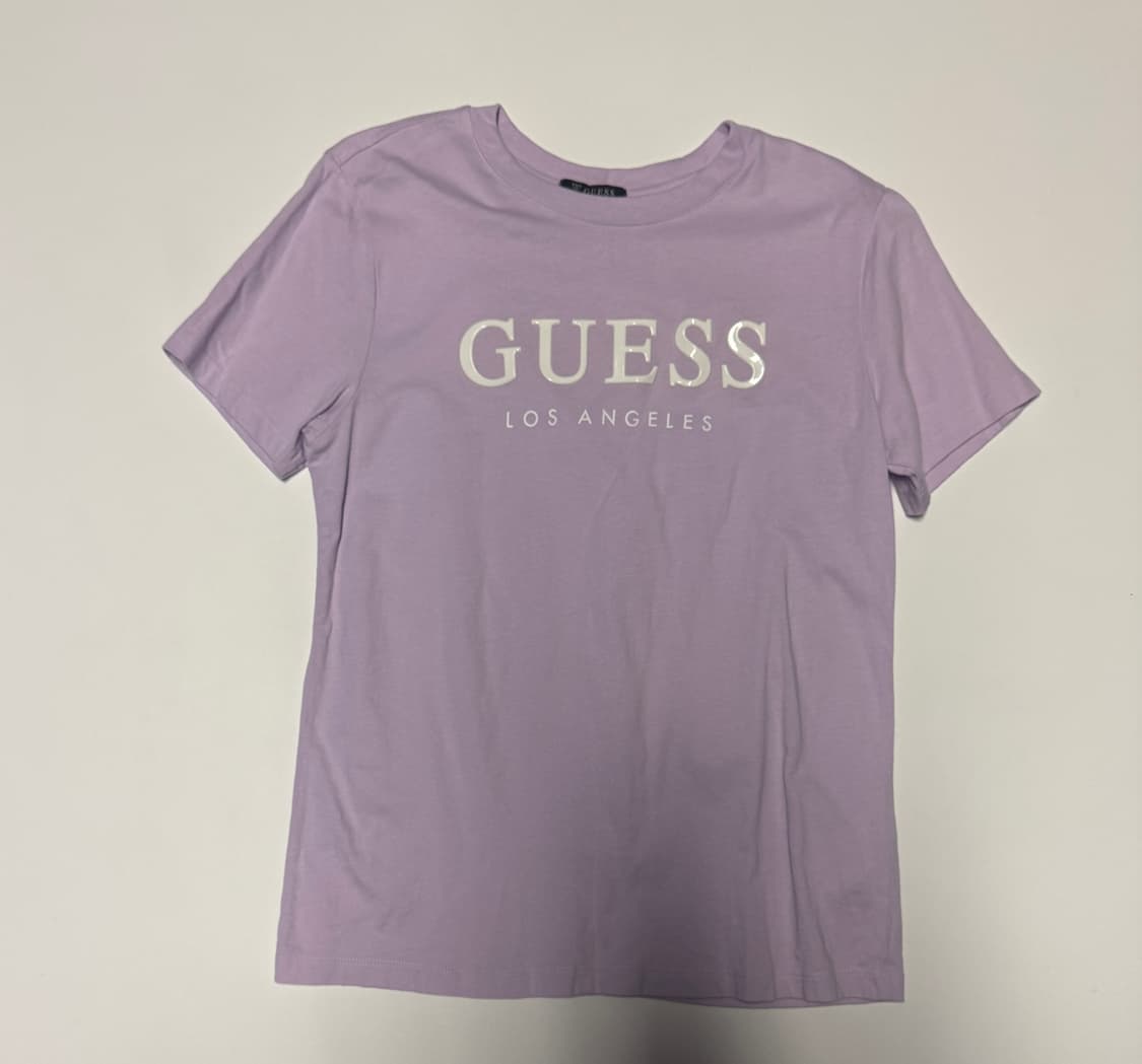 여성 게스 Guess 스펠아웃 반팔 티셔츠 S 연보라 상품이미지1
