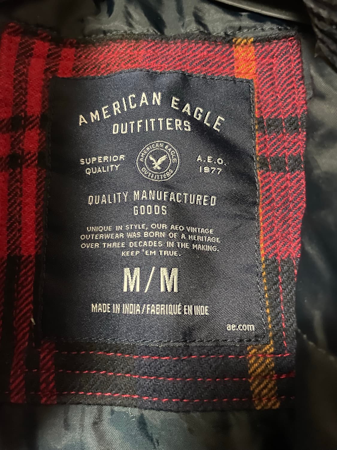 아메리칸 이글 코듀로이 카라 플란넬 셔츠 자켓 레드 체크 m 상품이미지2
