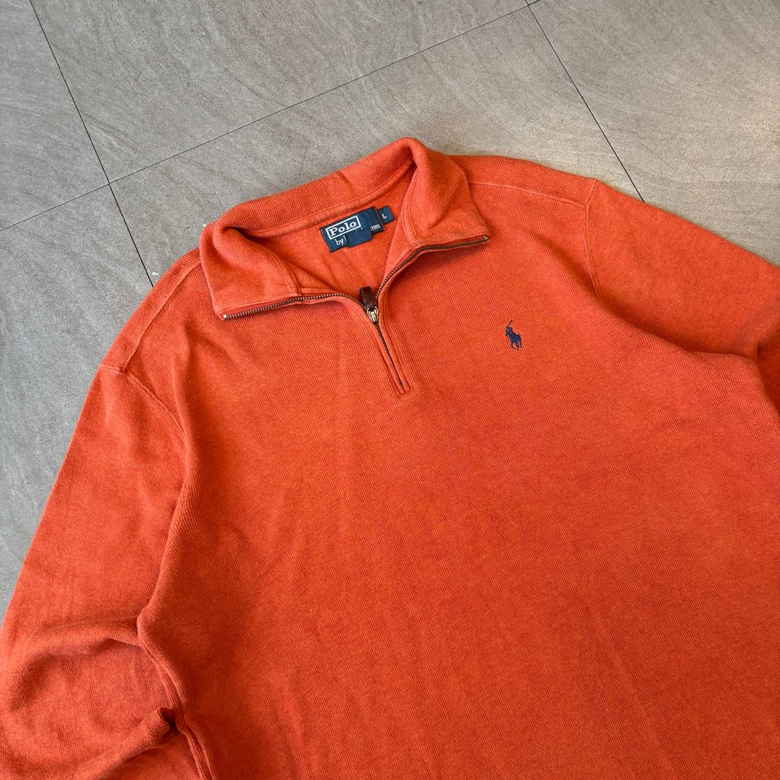 폴로 정품 오렌지 반집업 니트 상품이미지2