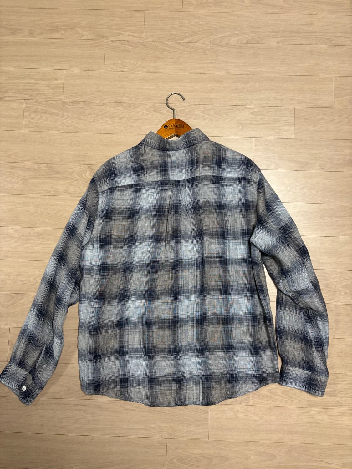 [2] 해칭룸 린넨 셔츠 체크 블루 그레이 상품이미지3