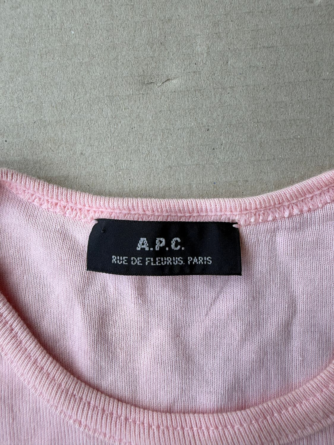 A.P.C. 핑크 골지 라운드넥 반팔 니트 탑 상품이미지3