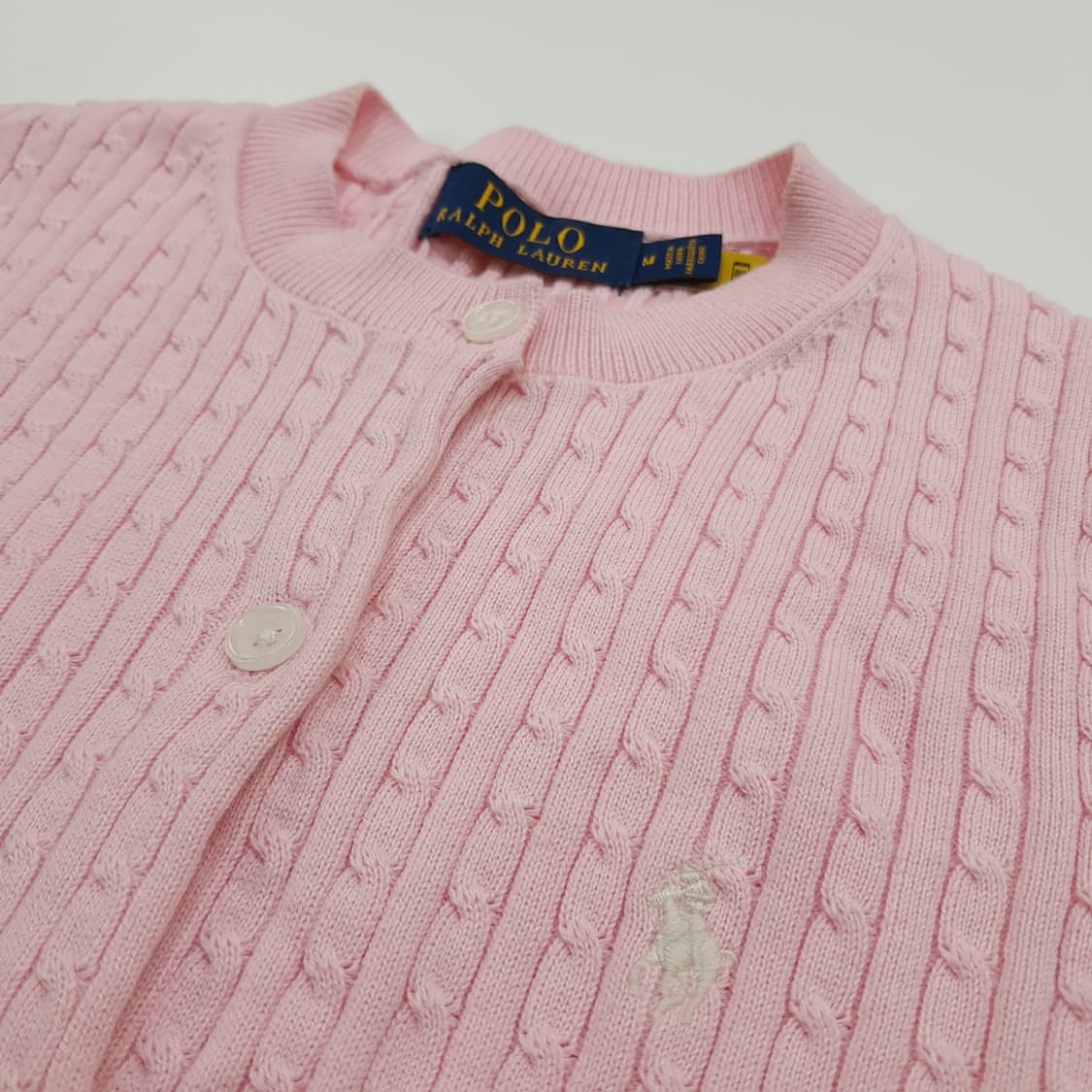 CN887W M 폴로 랄프로렌 핑크 케이블 QR 니트 스웨터 가디건 상품이미지7