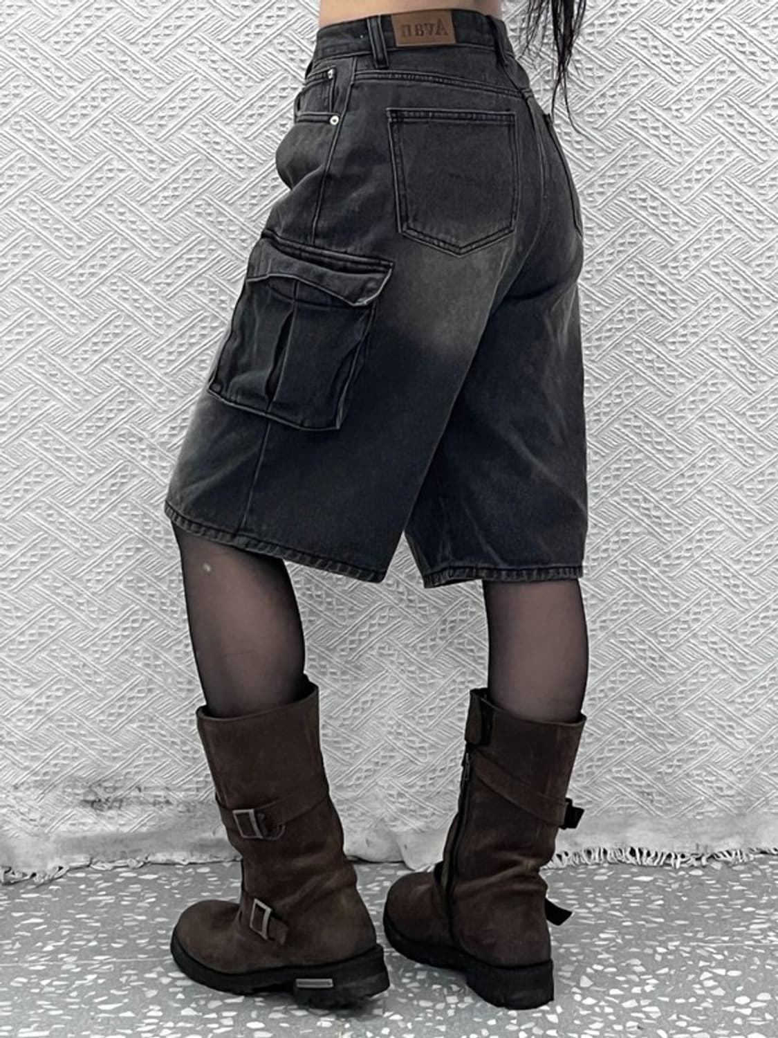 어반드레스 빈티지 캐주얼 스트릿 흑청 데님 카고 반바지 S C11007 상품이미지1