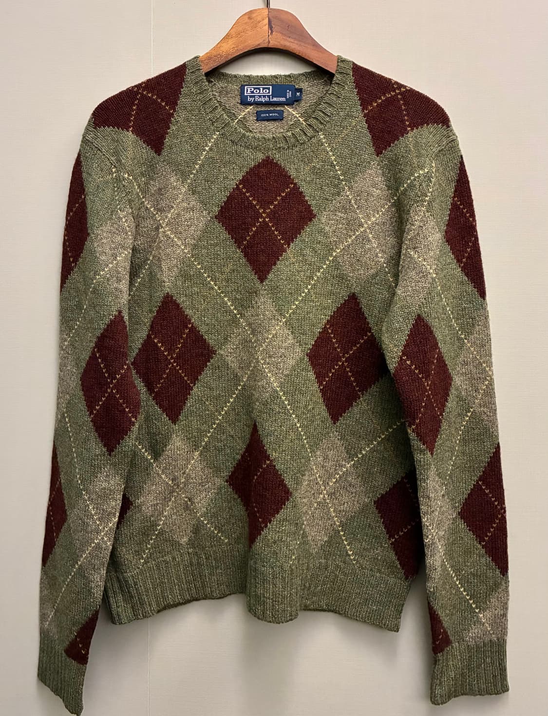 (M/100)00s 폴로랄프로렌 아가일 램스울 크루넥 니트 폴로니트 상품이미지1