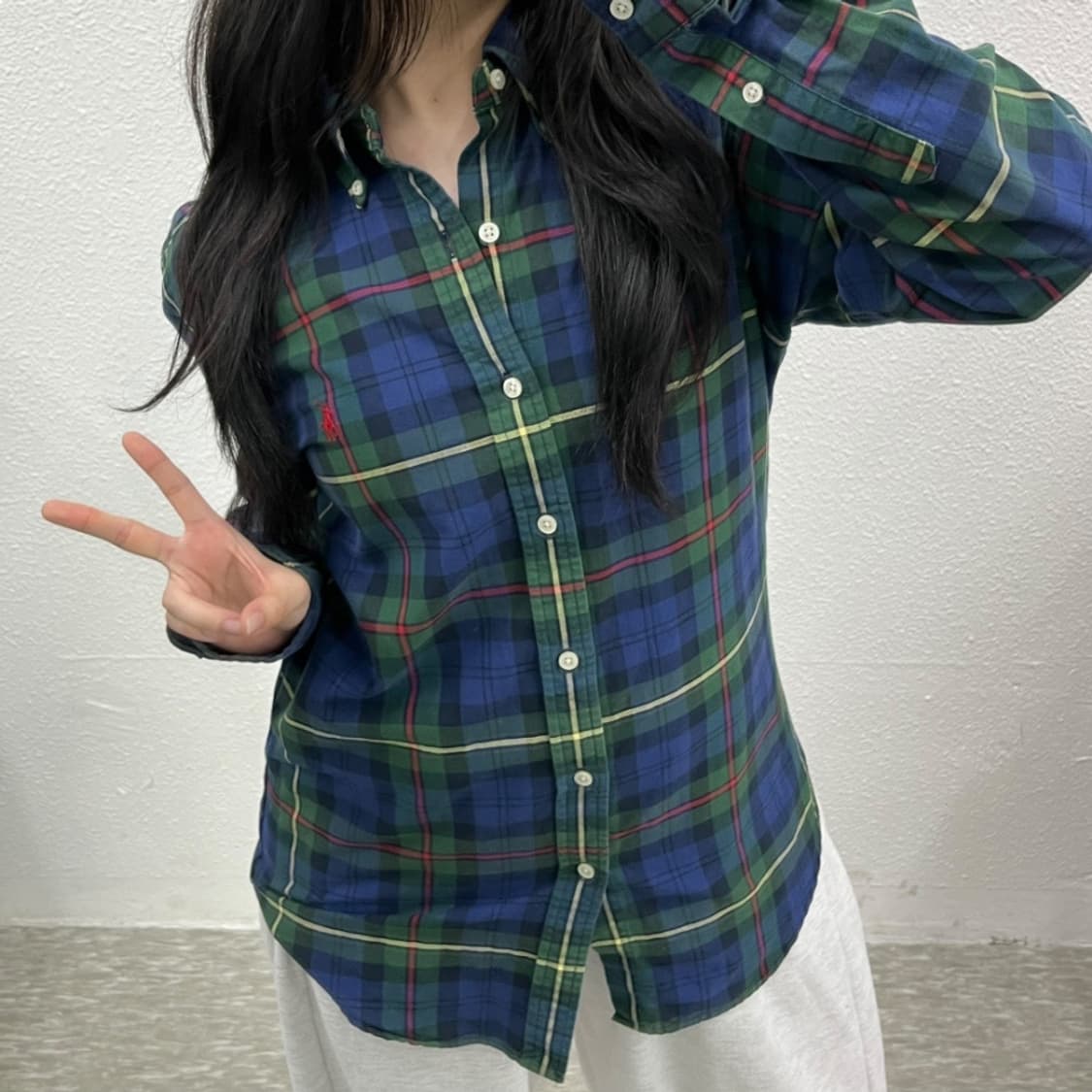 폴로 랄프로렌 레드포니 딥그린 체크 셔츠 M 상품이미지6