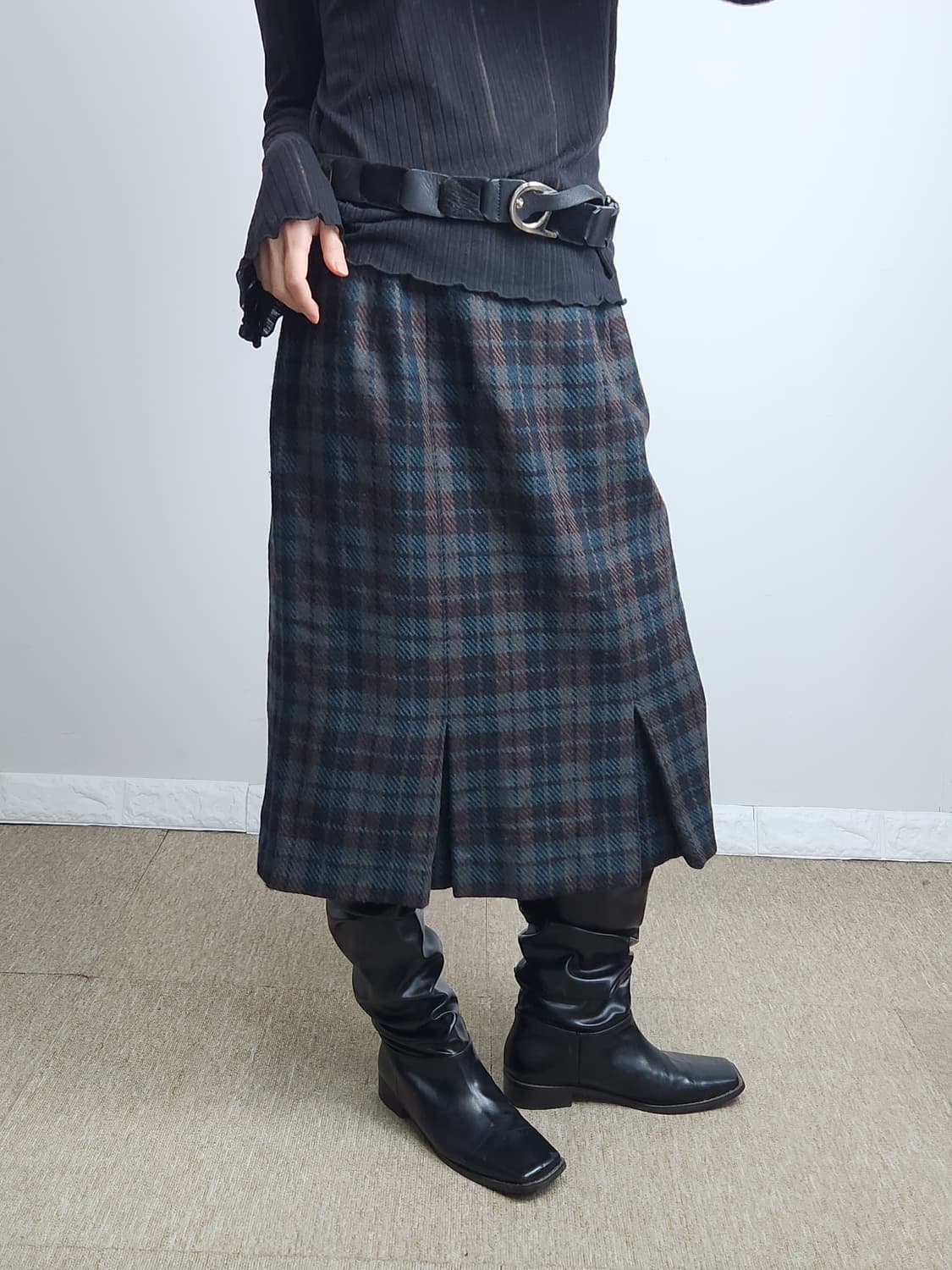 체크 울 스커트 상품이미지2
