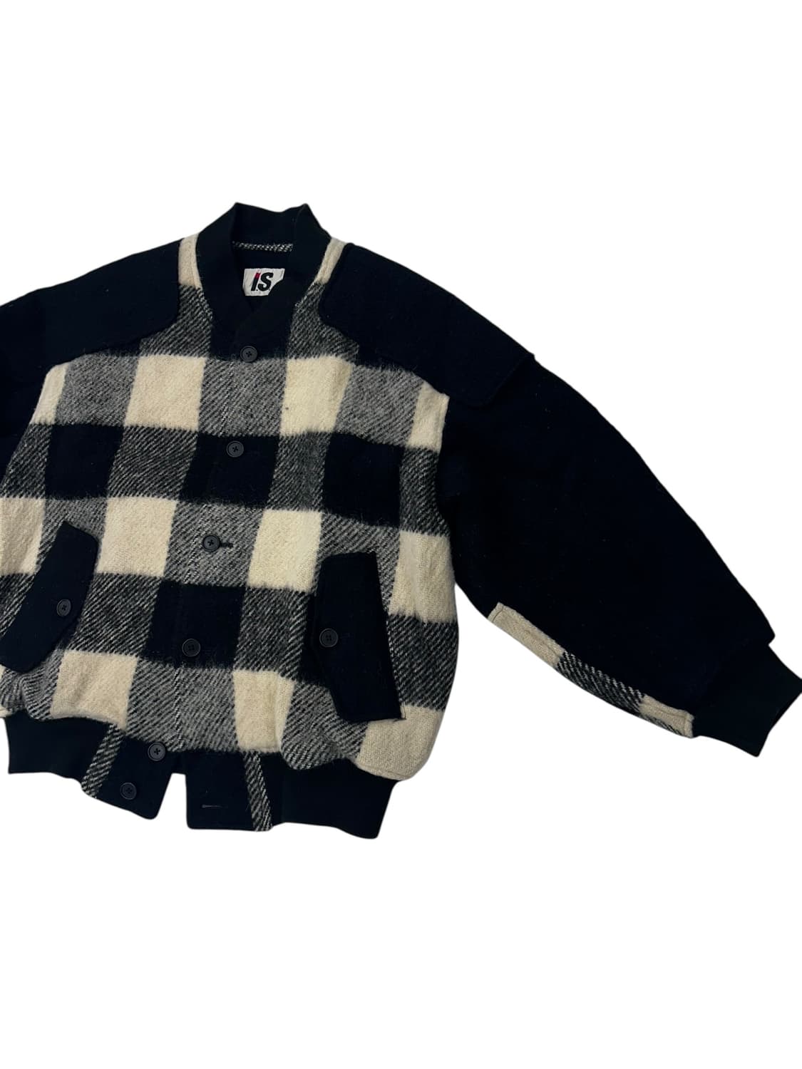 80s 이세이 미야케 스포츠 체크 울 블루종 상품이미지2