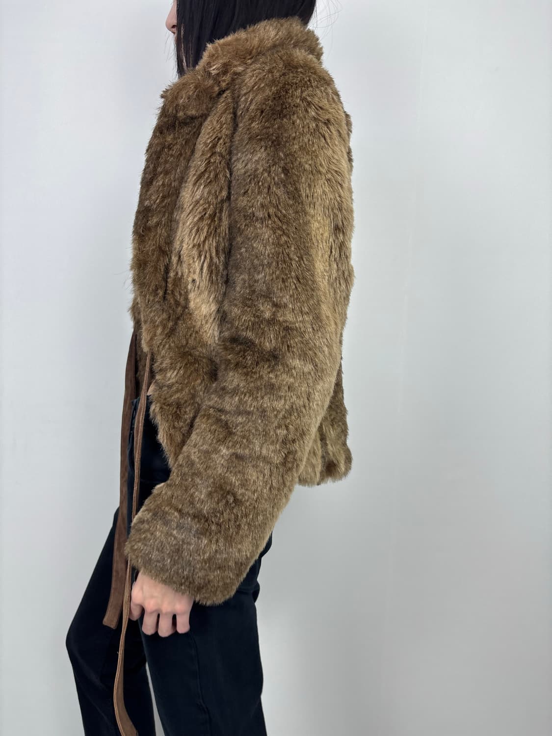 ZARA BROWN MIXED FUR JACKET 상품이미지5