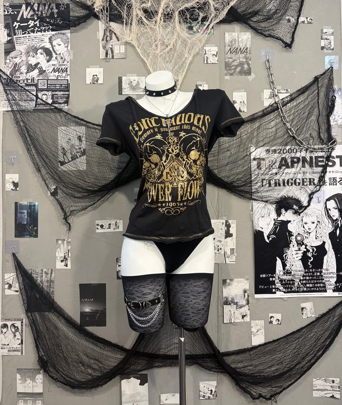 Gothic skull lace tie hood half sleeve 상품이미지1