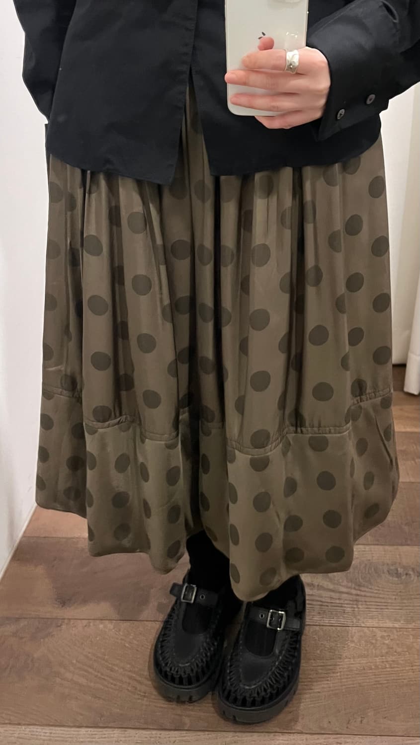 Dot Padded Shirring Skirt 상품이미지4