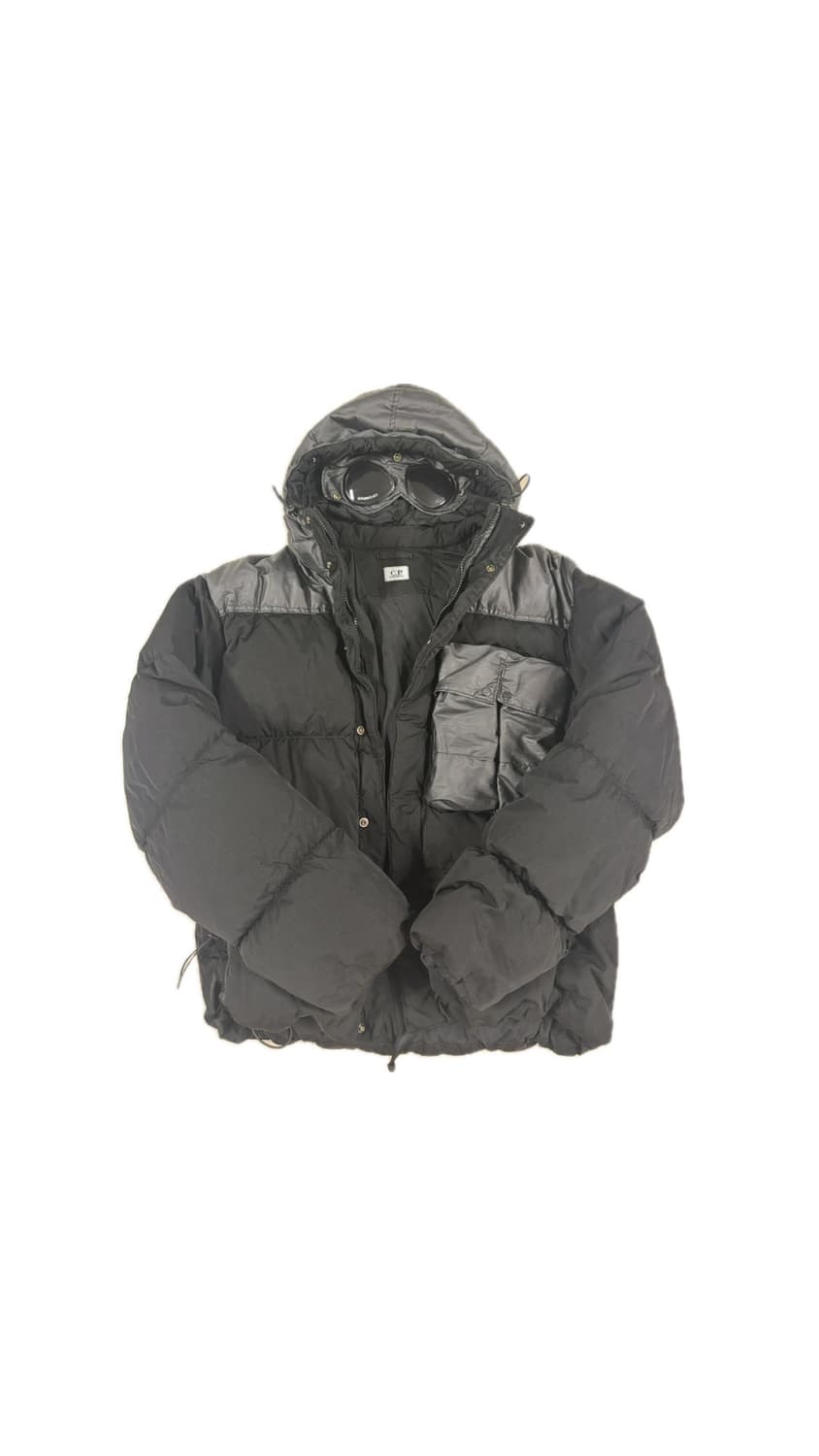 C.P. 컴퍼니 에코 크롬-R 믹스드 고글 다운 자켓 블랙-24FM 상품이미지1