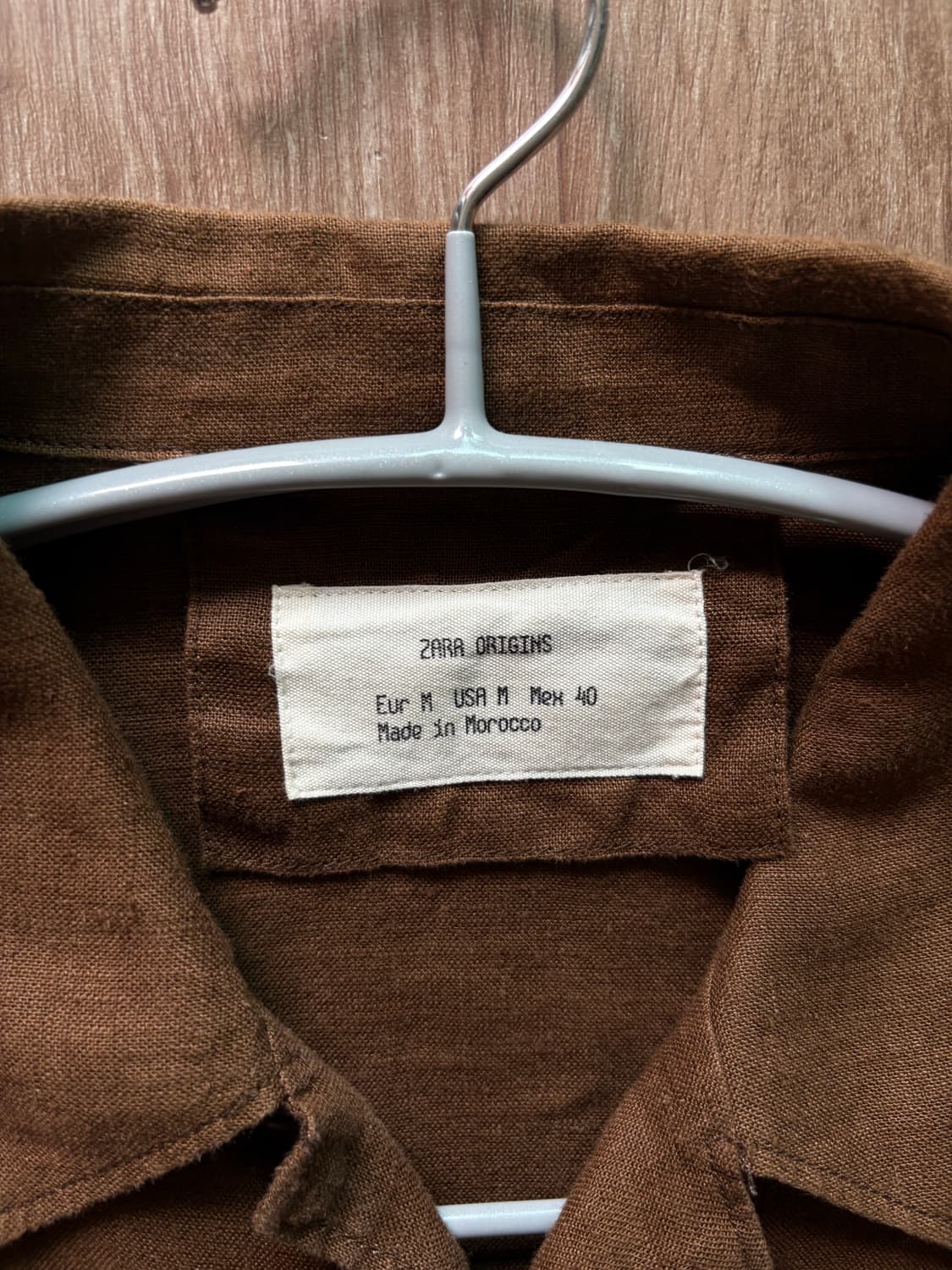 자라 오리진 zara origins 린넨 반팔 셔츠 브라운 M 상품이미지2