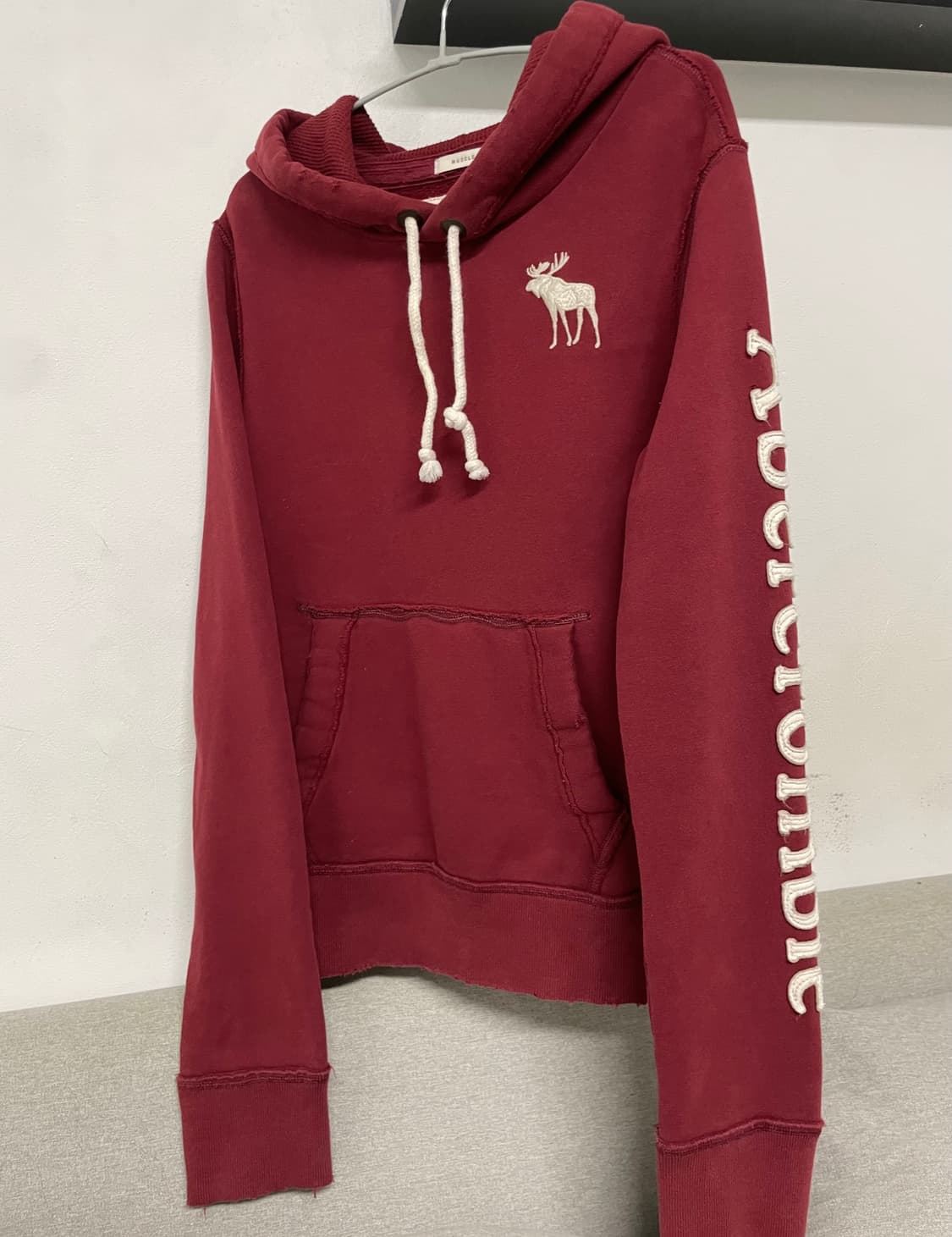 유일매물)아베크롬비 빅 순록 버건디 후드티 상품이미지6