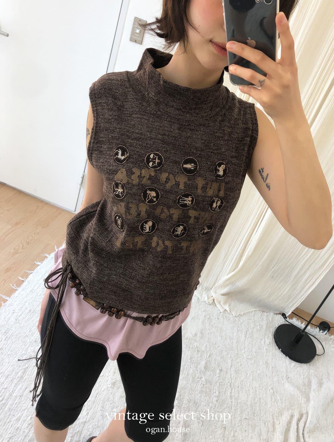 vintage zodiac sleeveless knit top 상품이미지1