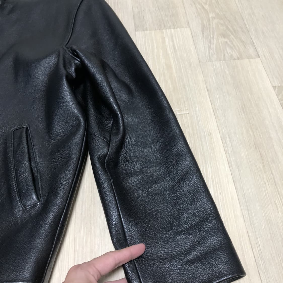 (M) 광희 가죽 시장 소가죽 카우 하이드 카라 집업 자켓 상품이미지5