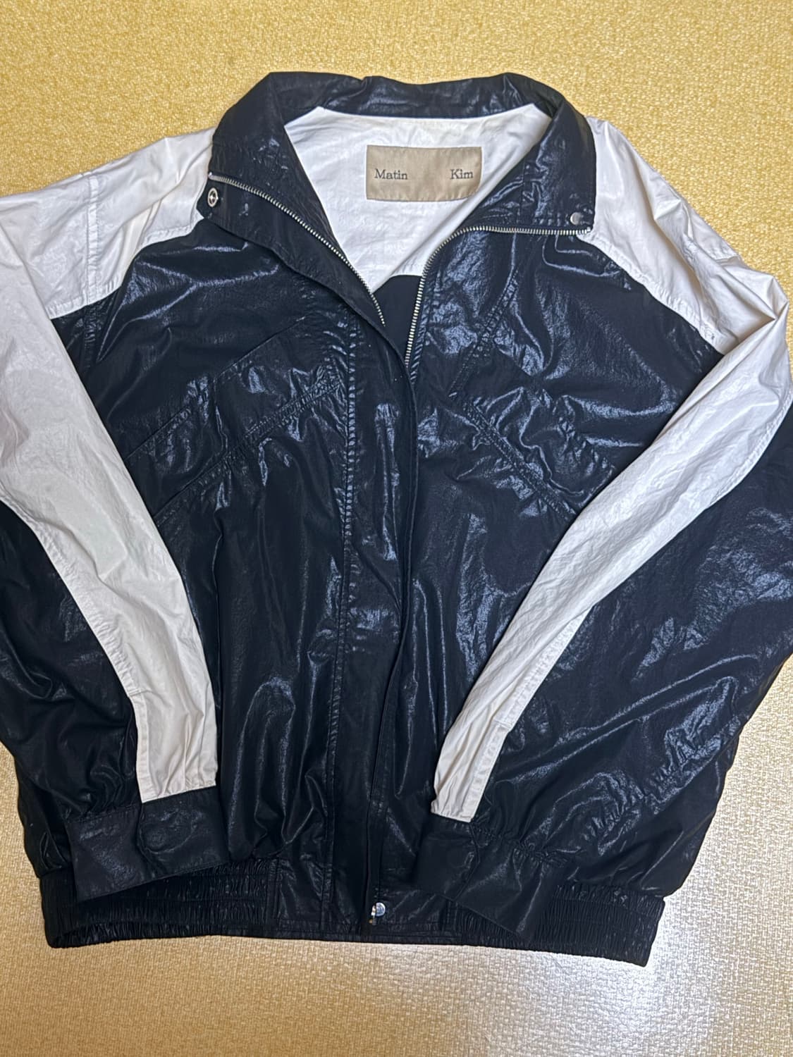 마뗑킴 빅로고 코팅 블루종투웨이지퍼자켓 상품이미지1