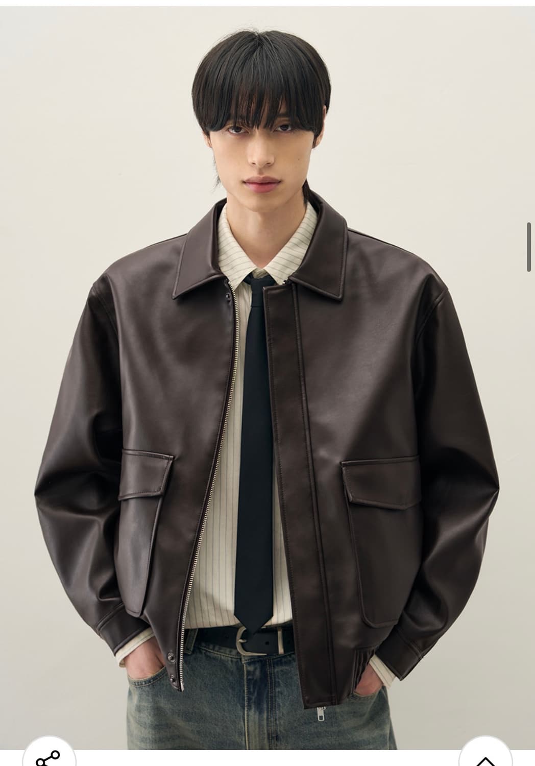 (L) 드로우핏 A-2 레더 블루종 자켓 [BROWN] 판매 상품이미지6