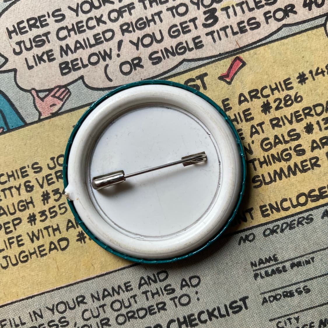 빈티지 그린 피플 트리 프린팅 핀 버튼 뱃지 브로치 상품이미지2