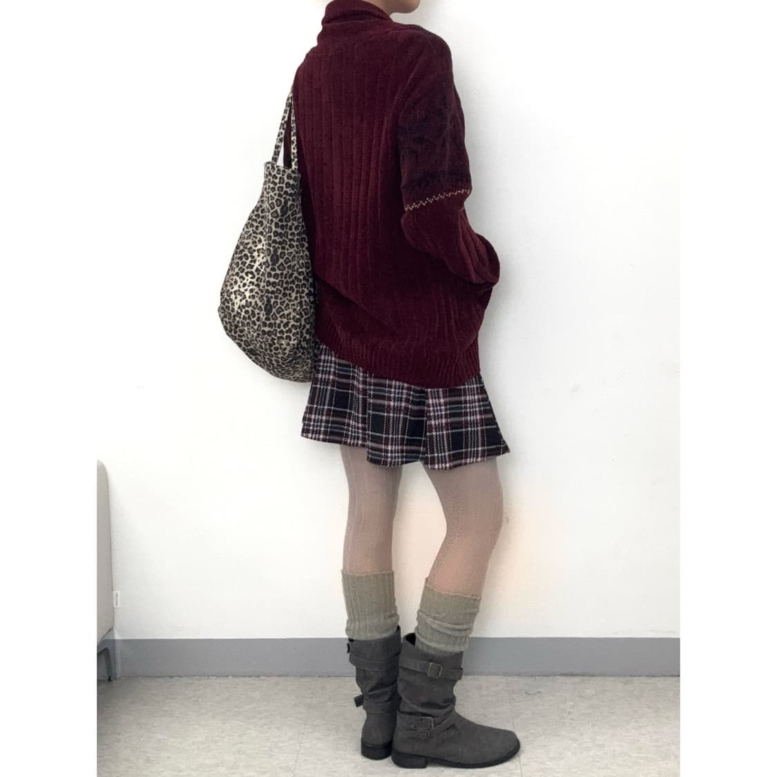 빈티지 노르딕 버건디 가디건 상품이미지5