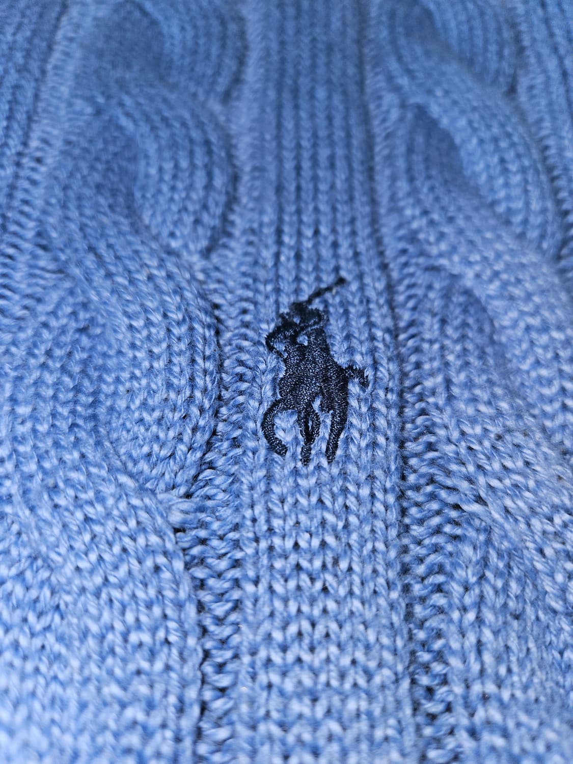 폴로 랄프로렌 신형 케이블니트 꽈배기 스카이블루 QR정품 남성 M 상품이미지4