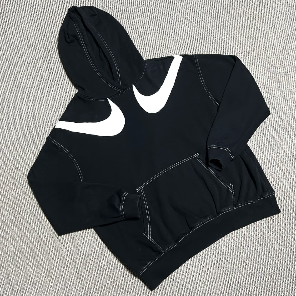 [XXL] Nike 나이키 우먼즈 더블 스우시 검/흰 후드티 상품이미지2