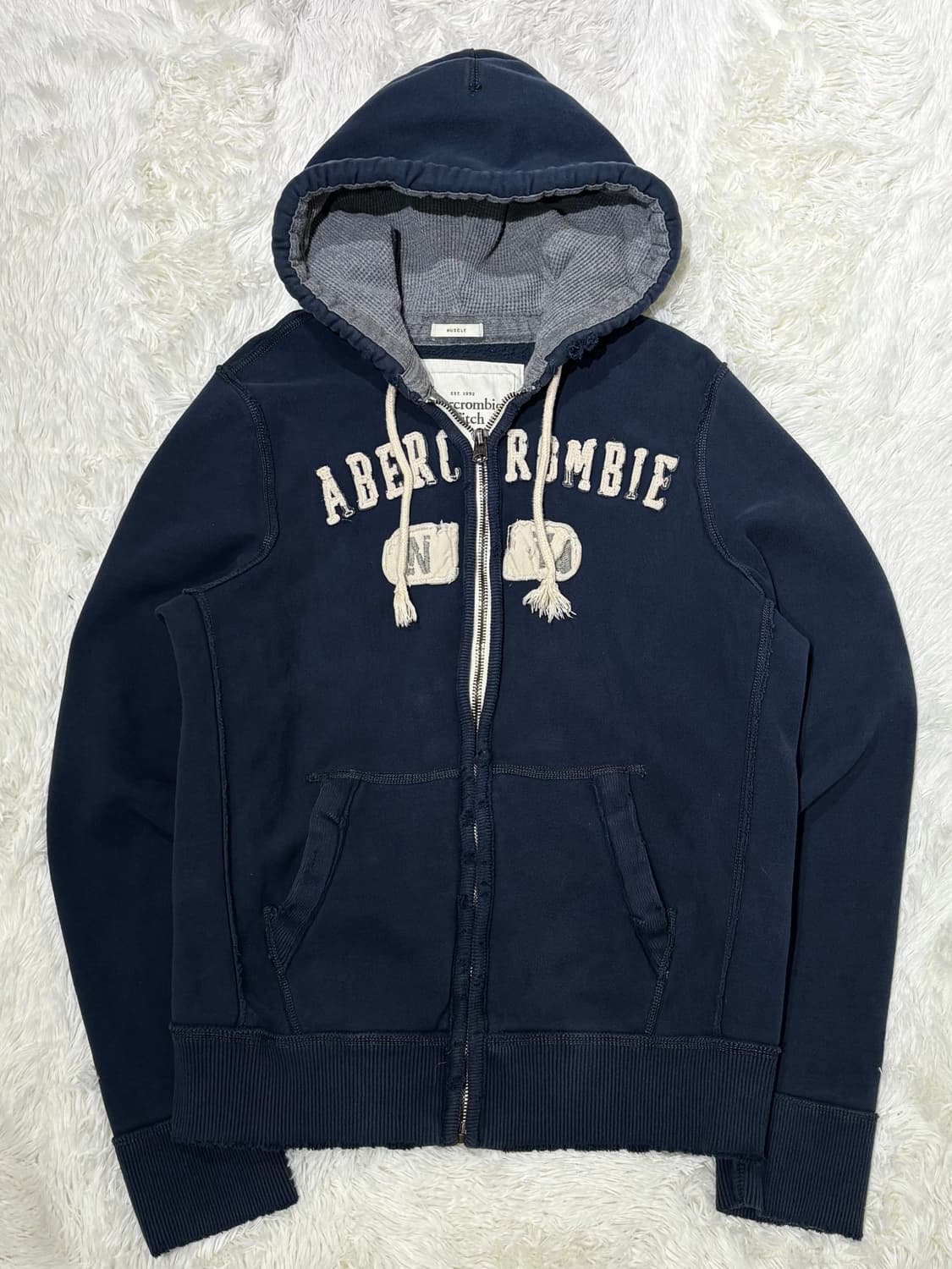 아베크롬비 네이비 빅로고 헤비스웻 후드집업 상품이미지4