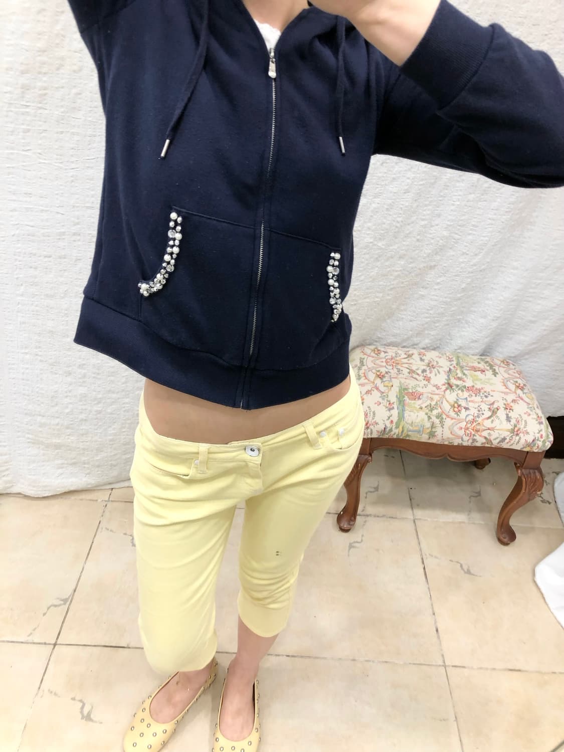 beads pocket navy zip-up 상품이미지4