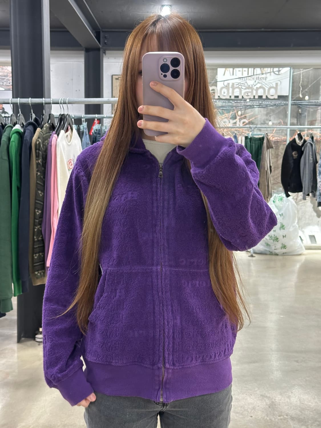 히스테릭글래머 엠보싱풀로고 태리 후드집업 상품이미지2