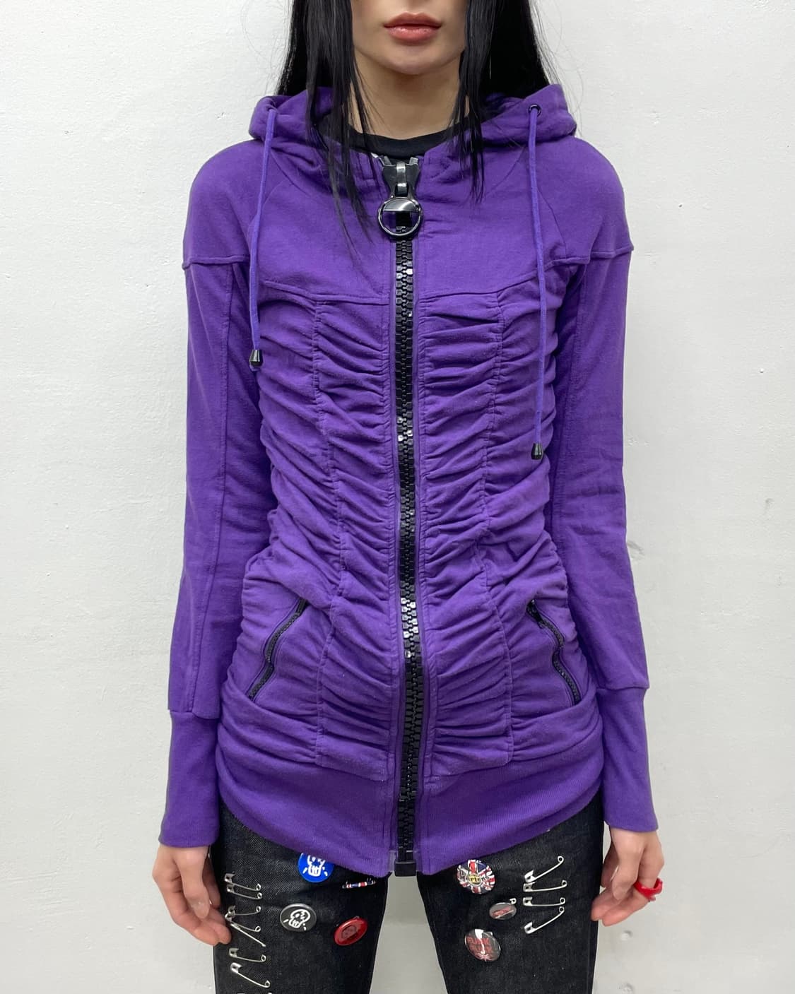Purple Shirring Point Hooded Zip-Up  상품이미지2
