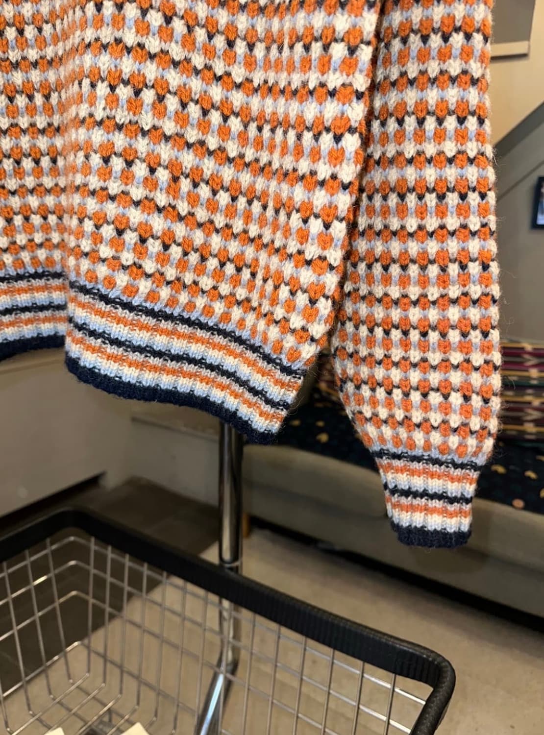 빔즈 체크 패턴 울 니트 BEAMS 상품이미지5