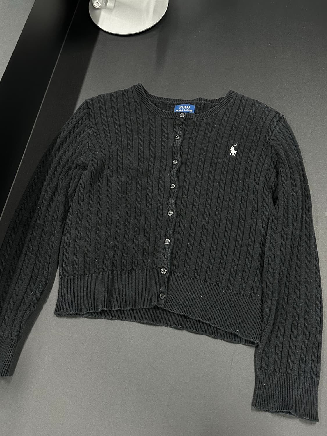 폴로 니트 u넥 가디건 블랙 상품이미지4