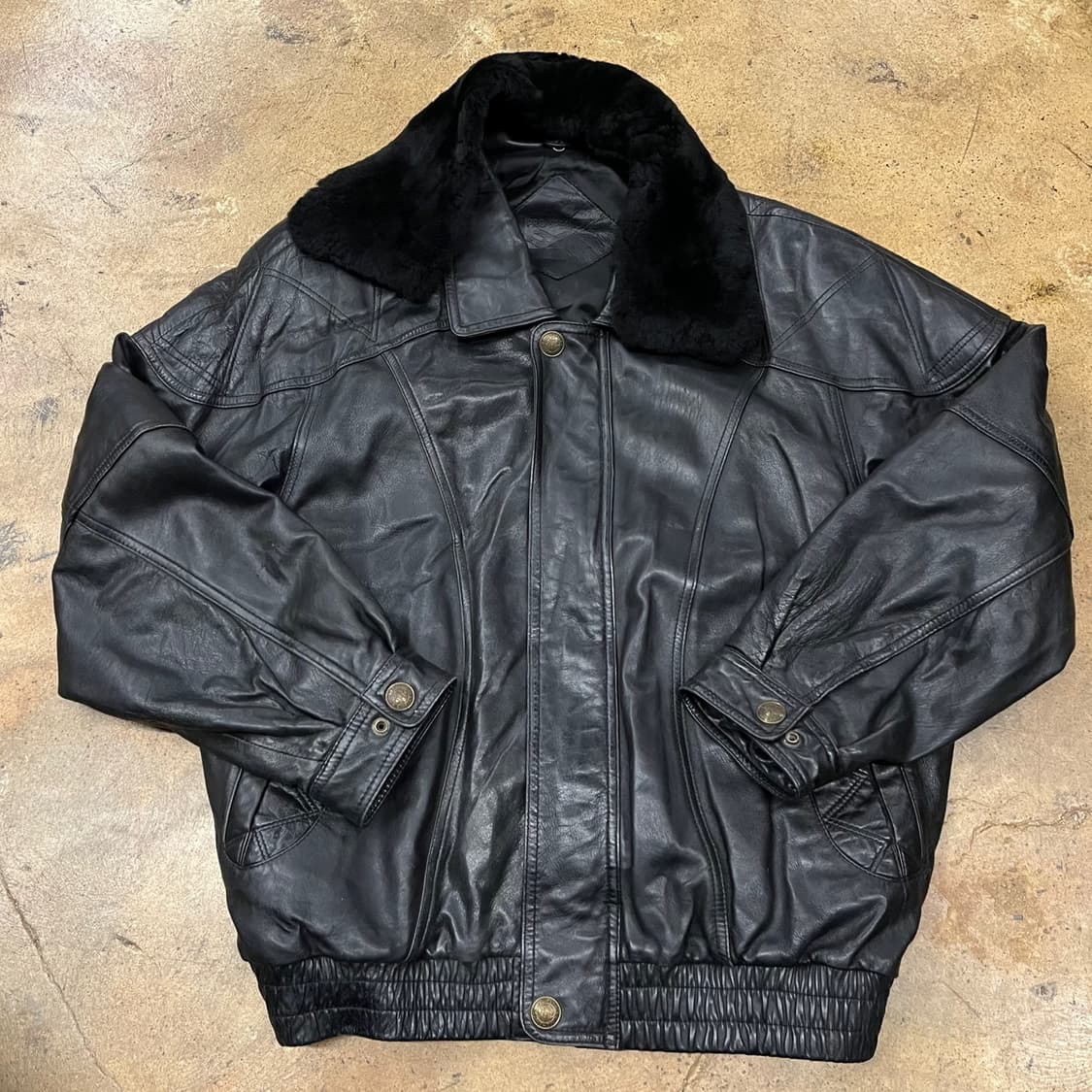 [정품/100] 프로스펙스 블랙 가죽 무스탕 자켓 b19 상품이미지2