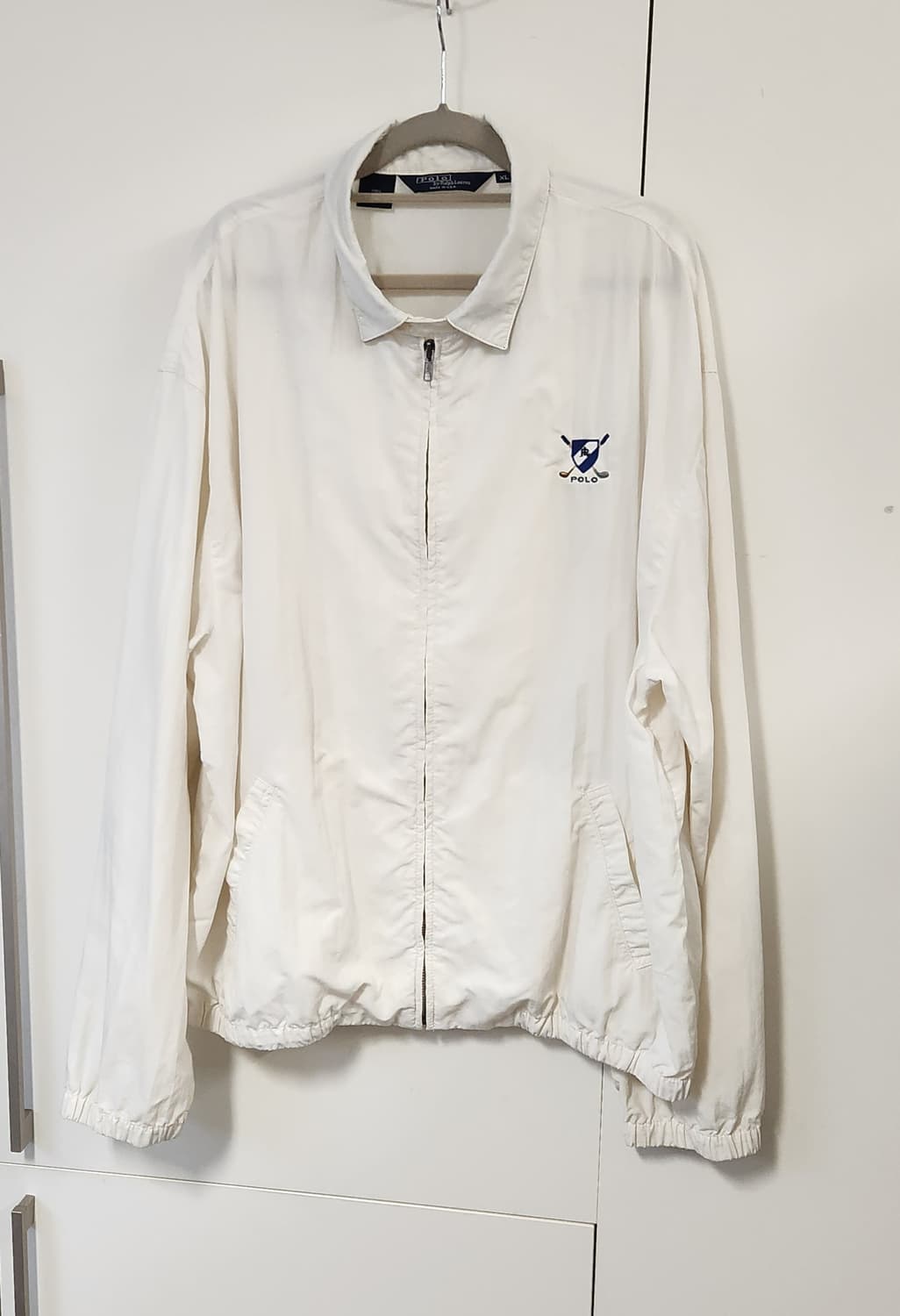 90s 폴로 화이트 오버핏 블루종 트랙자켓 오버핏 바람막이 XL 상품이미지1