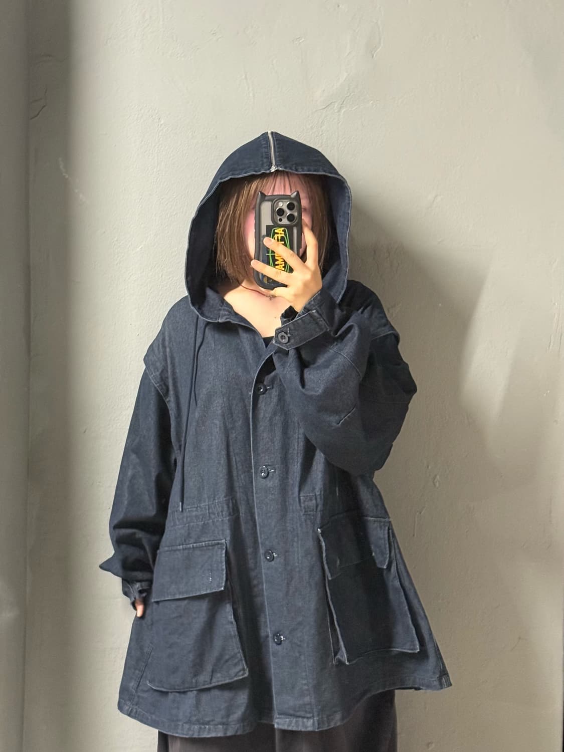 Oversized button-up hood jacket  상품이미지1