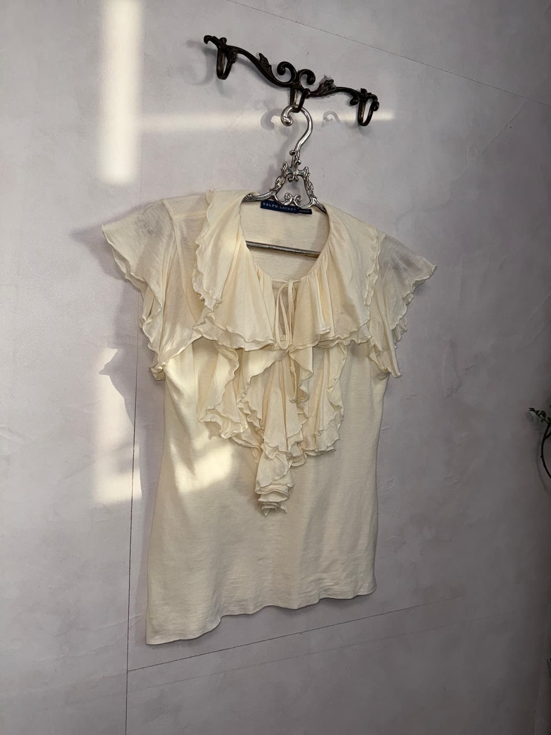 Ralph Lauren ivory ruffle cotton blouse 상품이미지3