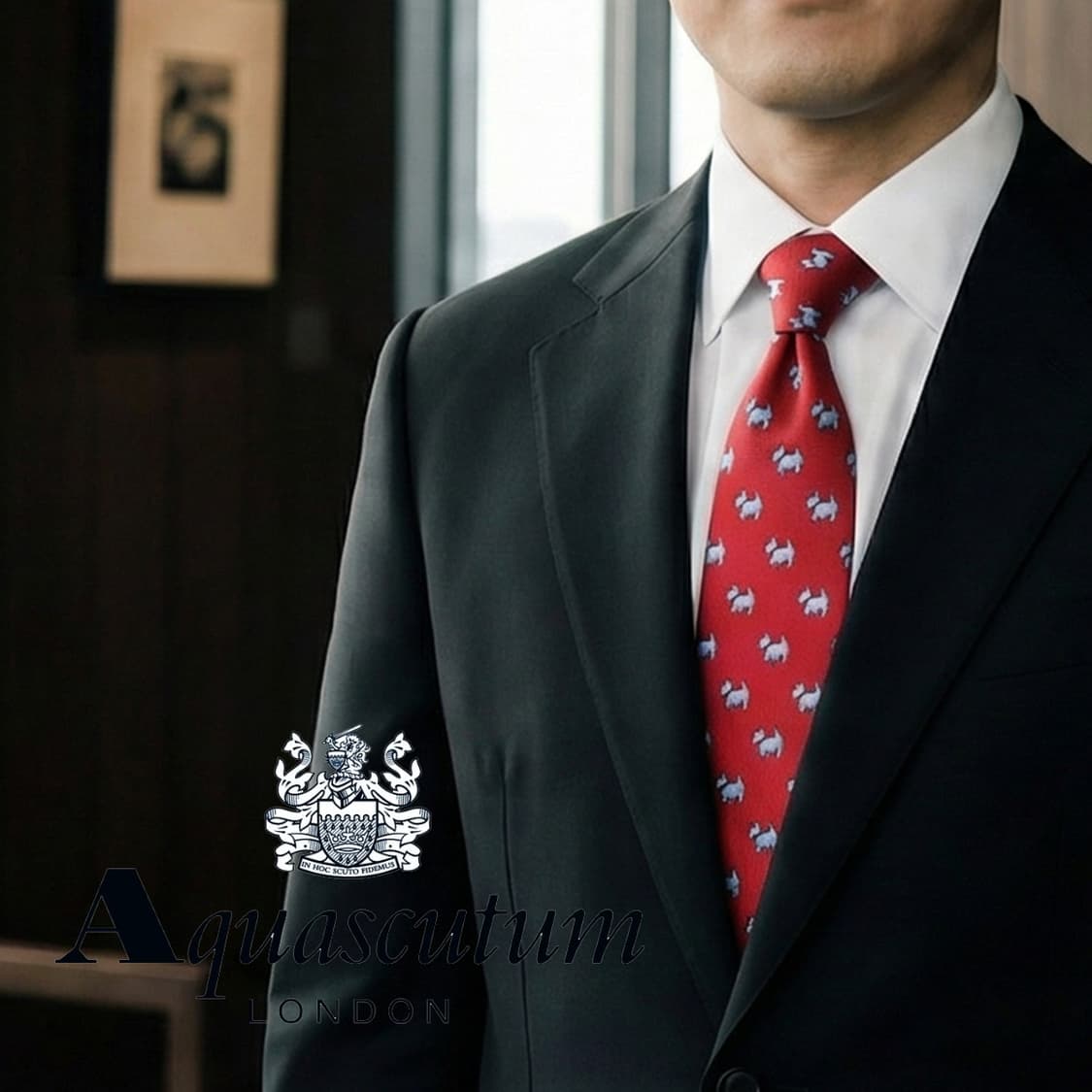 아쿠아스큐텀 실크 강아지 모티브 넥타이 9.1cm A+등급 K1976 상품이미지1