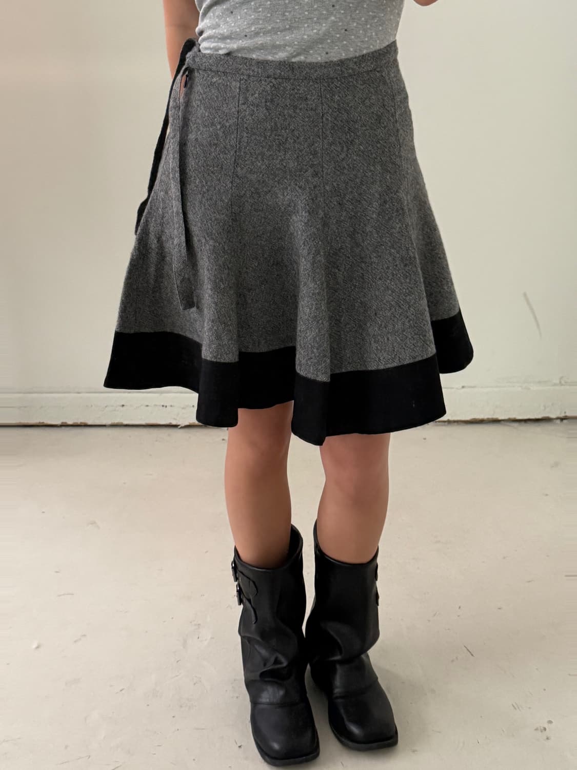 일본빈티지 아그네스베 투톤 플레어 미디스커트 상품이미지1